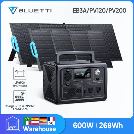 BLUETTI EB3A Solar Generator 600W 268Wh Portable Power Station LiFePO4 Battery (Pure Sine Wave)