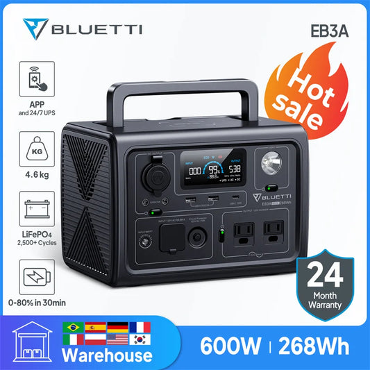 BLUETTI EB3A 600W Portable Power Station Solar Generator 268Wh LiFePO4 Battery